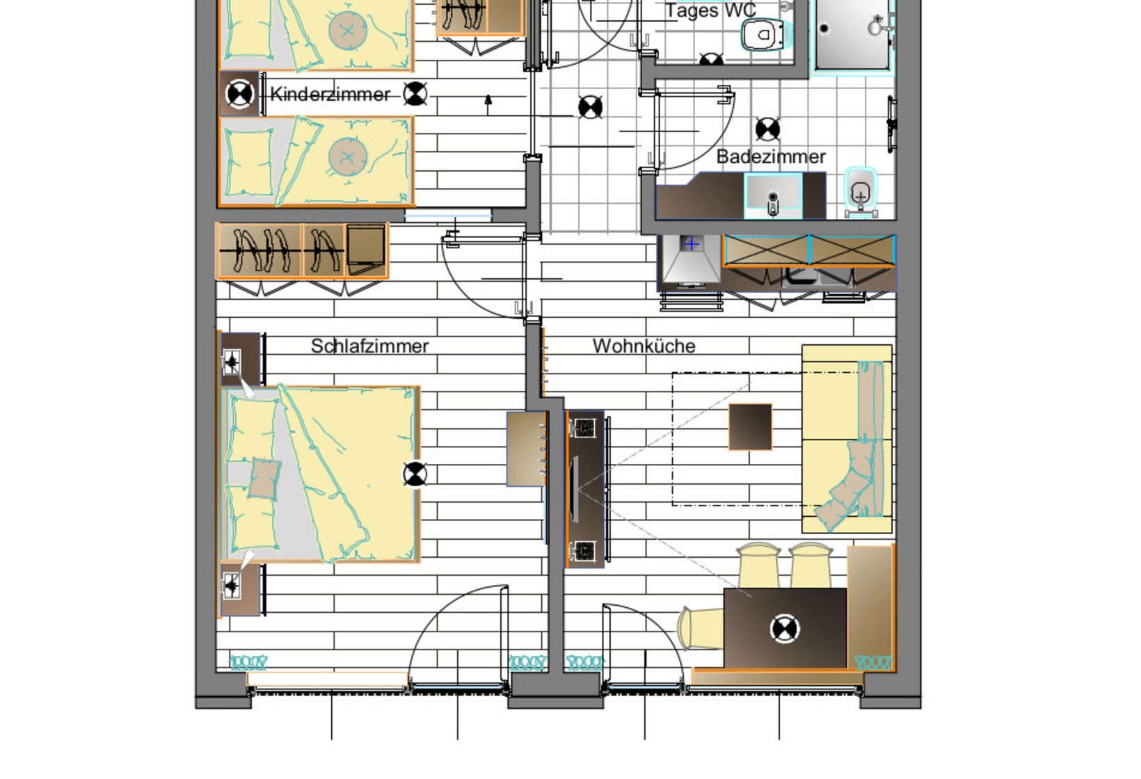 Ferienwohnung Typ B+ Zimmerskizze Residence Lechner Wohnen Urlaub