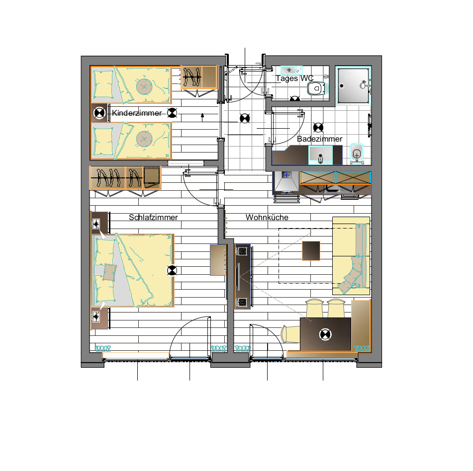 Apartement type B+ sketch Residence Lechner Living Holidays