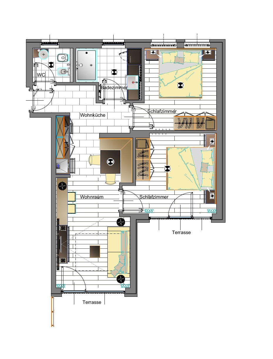 Ferienwohnung Typ C Zimmerskizze Residence Lechner Wohnen Urlaub