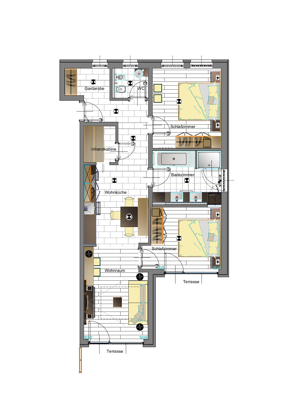 Apartement type D sketch Residence Lechner Living Holidays